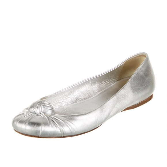 Prada Metallic Silver Leather Ballet Flats Size 5.5 - Picture 14 of 14